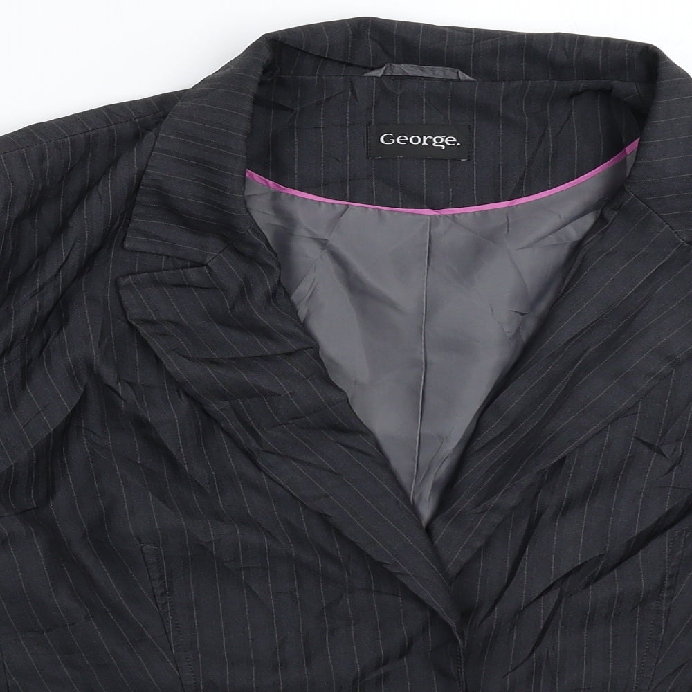 George Womens Grey Striped  Jacket Suit Jacket Size 20