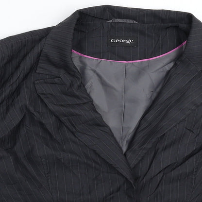 George Womens Grey Striped  Jacket Suit Jacket Size 20
