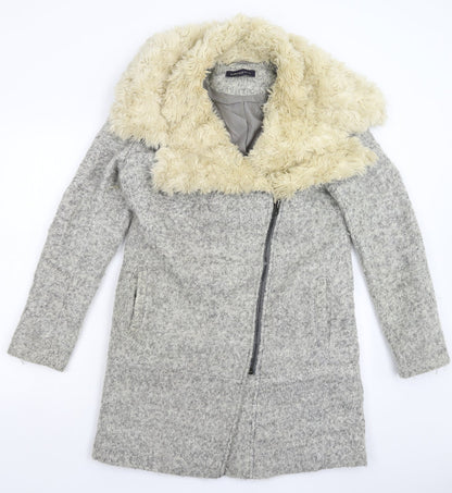 Womens UK Size 10 Marks and Spencer Grey Overcoat