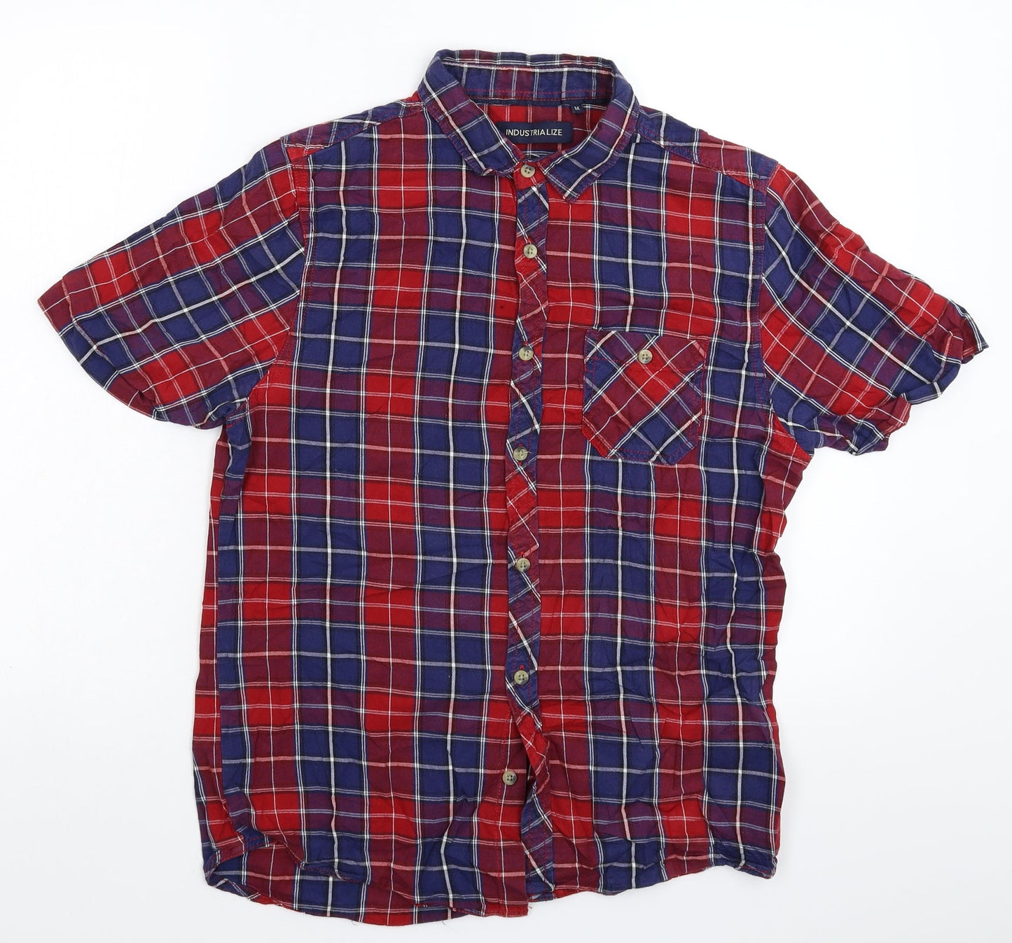 Mens UK Size M Industrialize Multicoloured  Button-Up Short Sleeve Casual Shirt