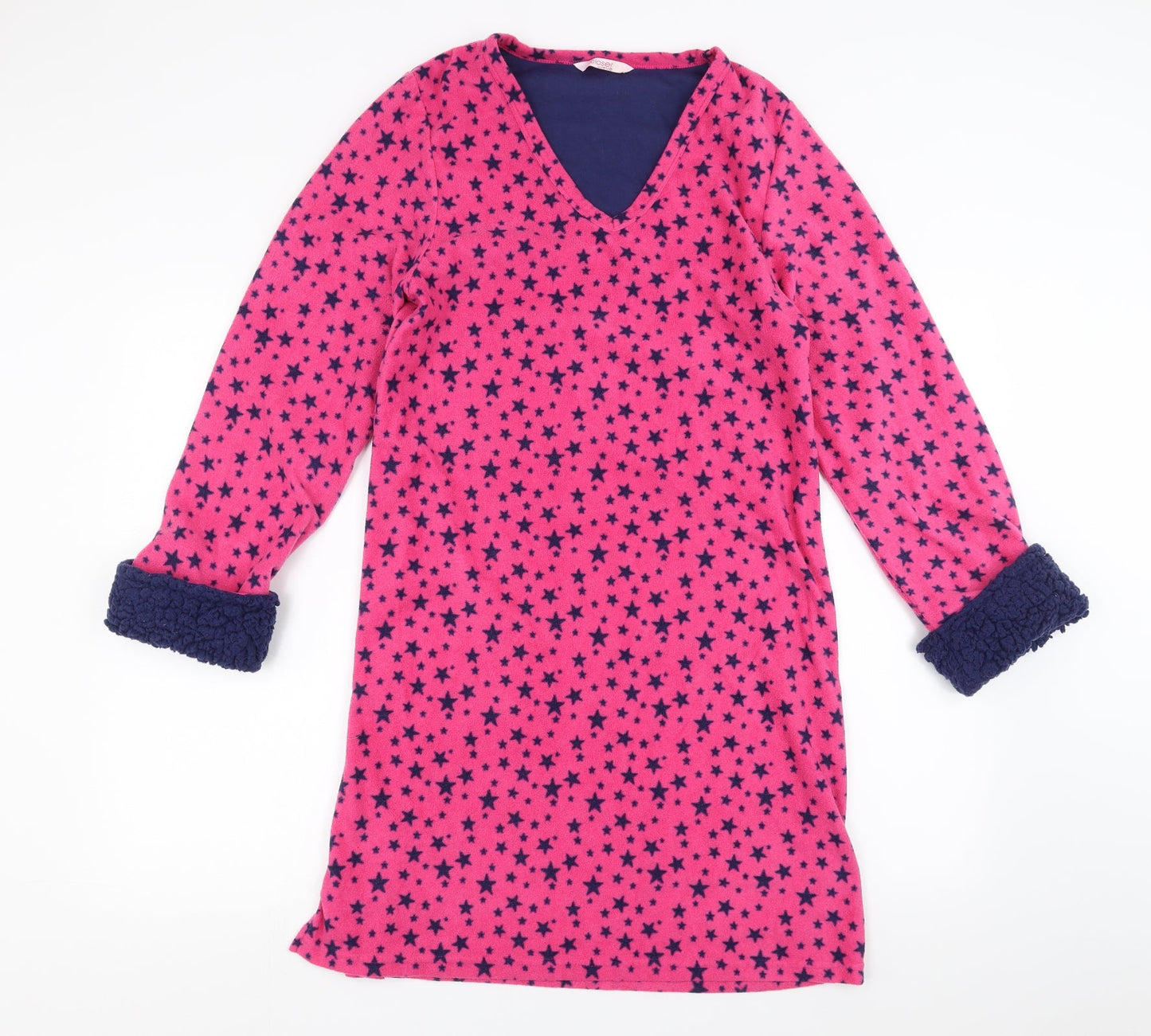 EVIE Womens Pink Geometric Fleece Top Gown Size 10  - Star pattern