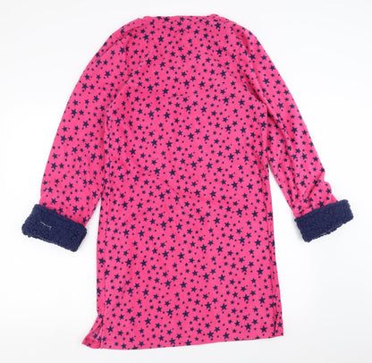 EVIE Womens Pink Geometric Fleece Top Gown Size 10  - Star pattern