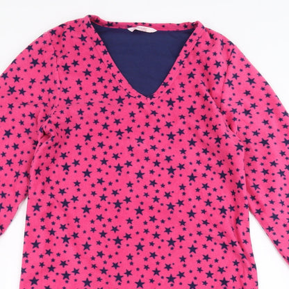 EVIE Womens Pink Geometric Fleece Top Gown Size 10  - Star pattern