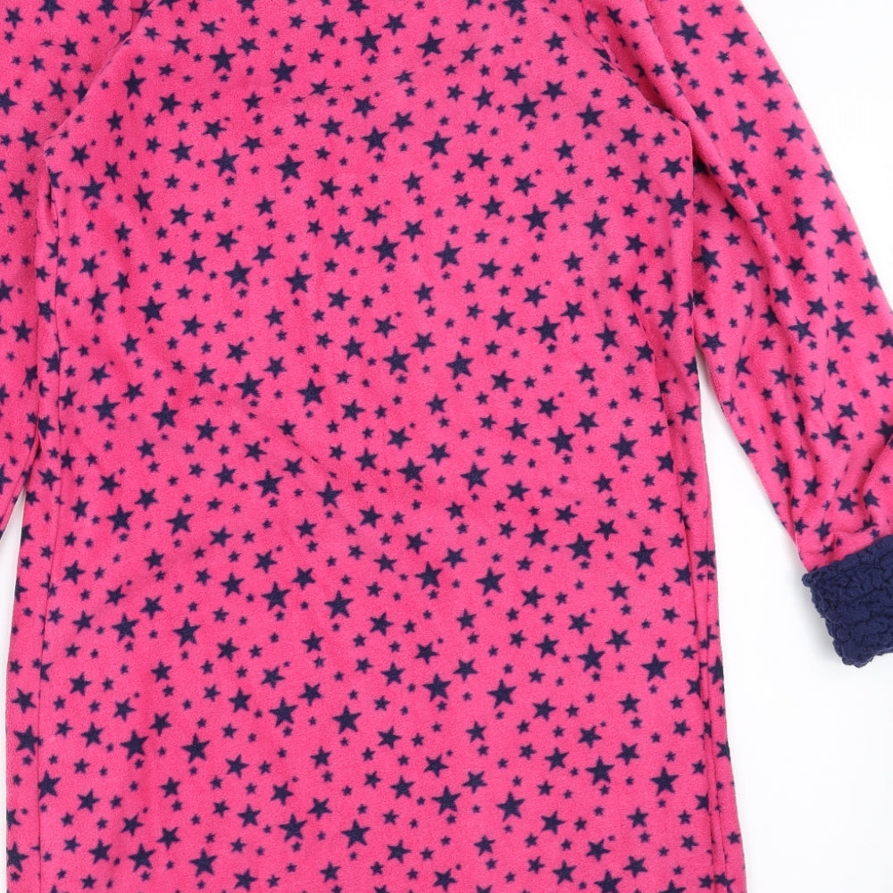 EVIE Womens Pink Geometric Fleece Top Gown Size 10  - Star pattern