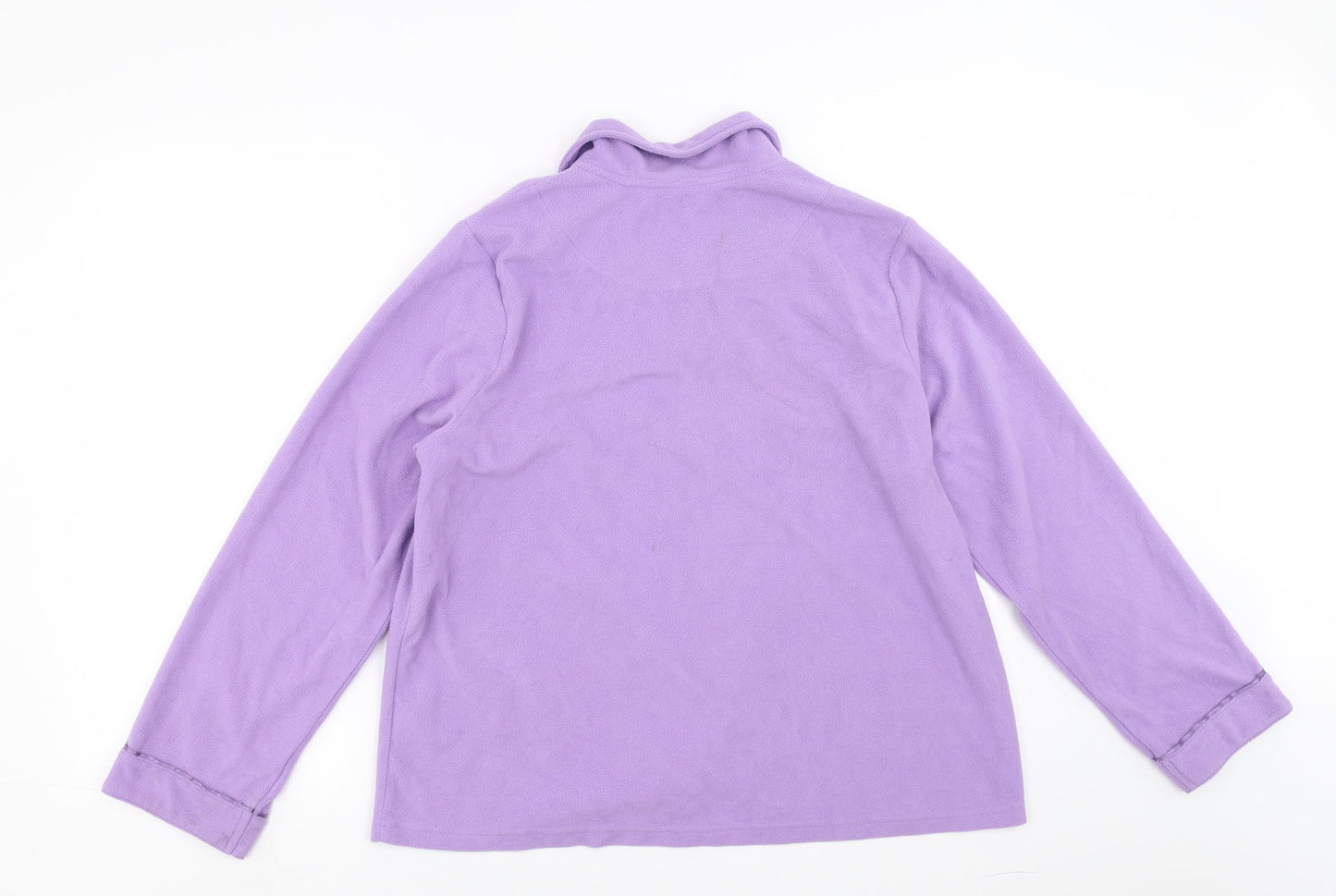 EWM Womens Purple Solid Fleece Top Pyjama Top Size S  - Floral embroidery