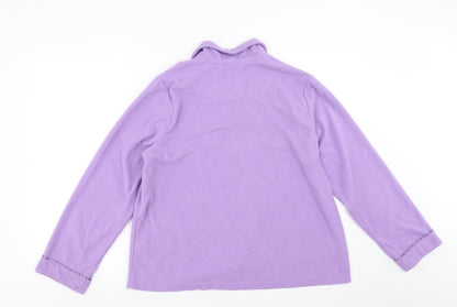 EWM Womens Purple Solid Fleece Top Pyjama Top Size S  - Floral embroidery