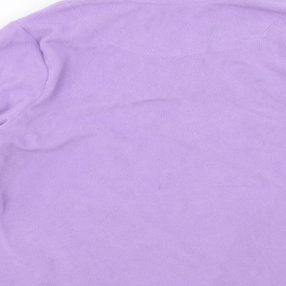 EWM Womens Purple Solid Fleece Top Pyjama Top Size S  - Floral embroidery