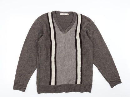 Cavallio Mens Brown Striped  Pullover Jumper Size S