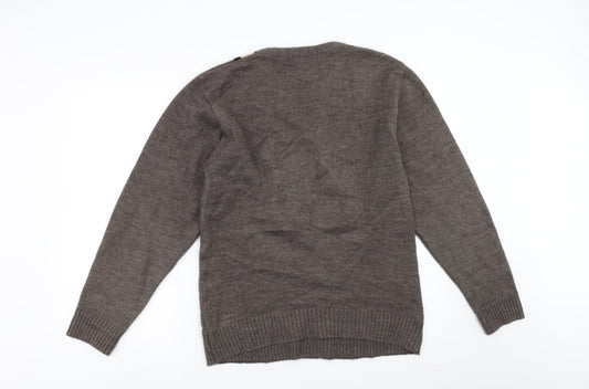 Cavallio Mens Brown Striped  Pullover Jumper Size S