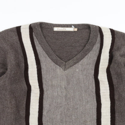 Cavallio Mens Brown Striped  Pullover Jumper Size S