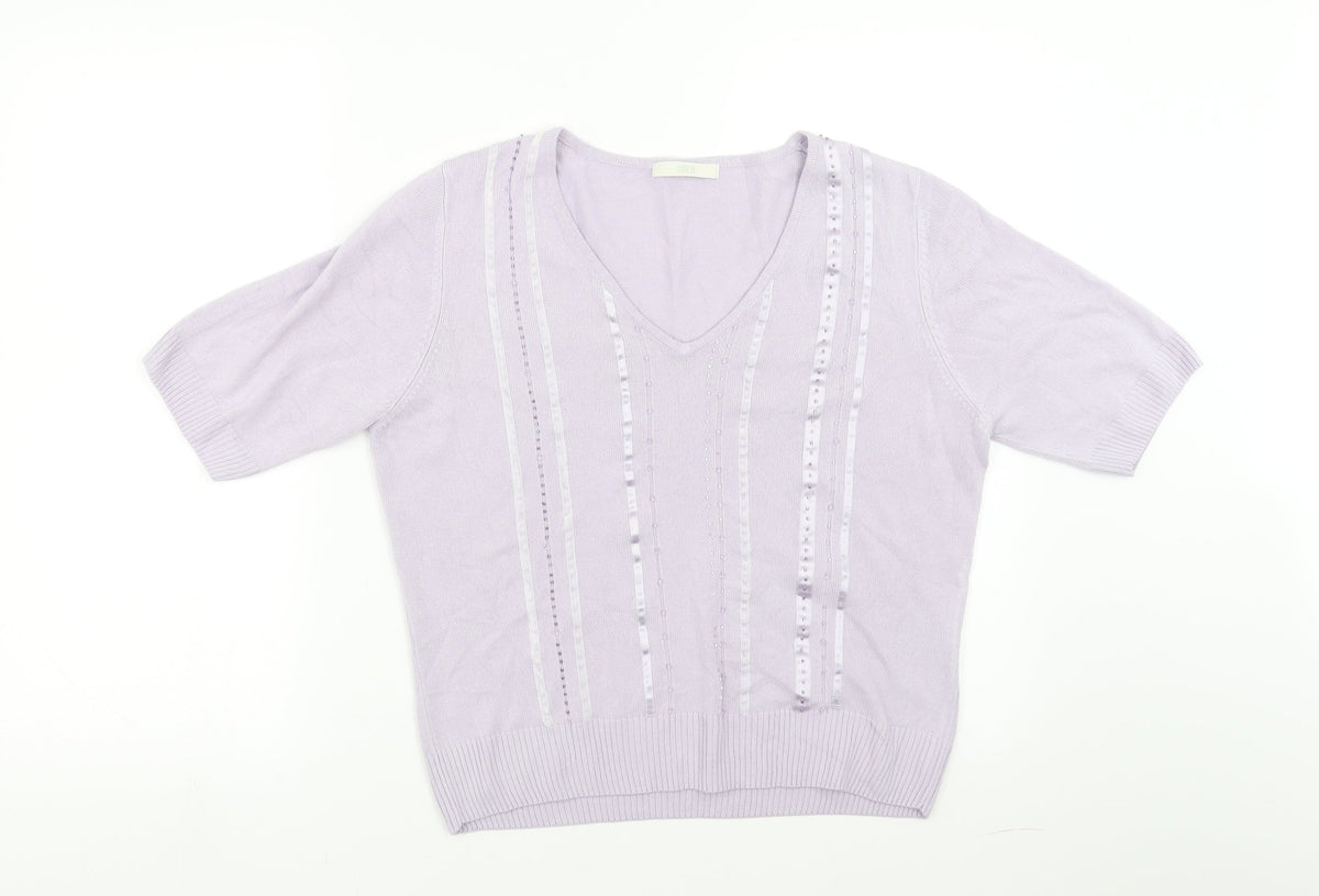 Marks & Spencer Womens Purple   Pullover Jumper Size 14  - beaded