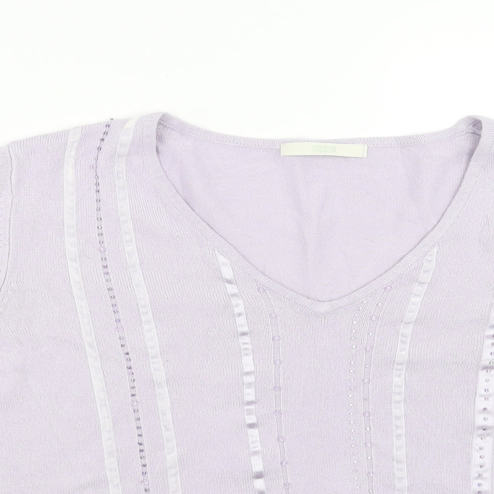 Marks & Spencer Womens Purple   Pullover Jumper Size 14  - beaded