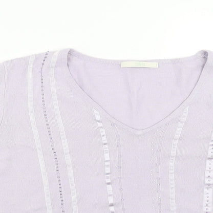 Marks & Spencer Womens Purple   Pullover Jumper Size 14  - beaded