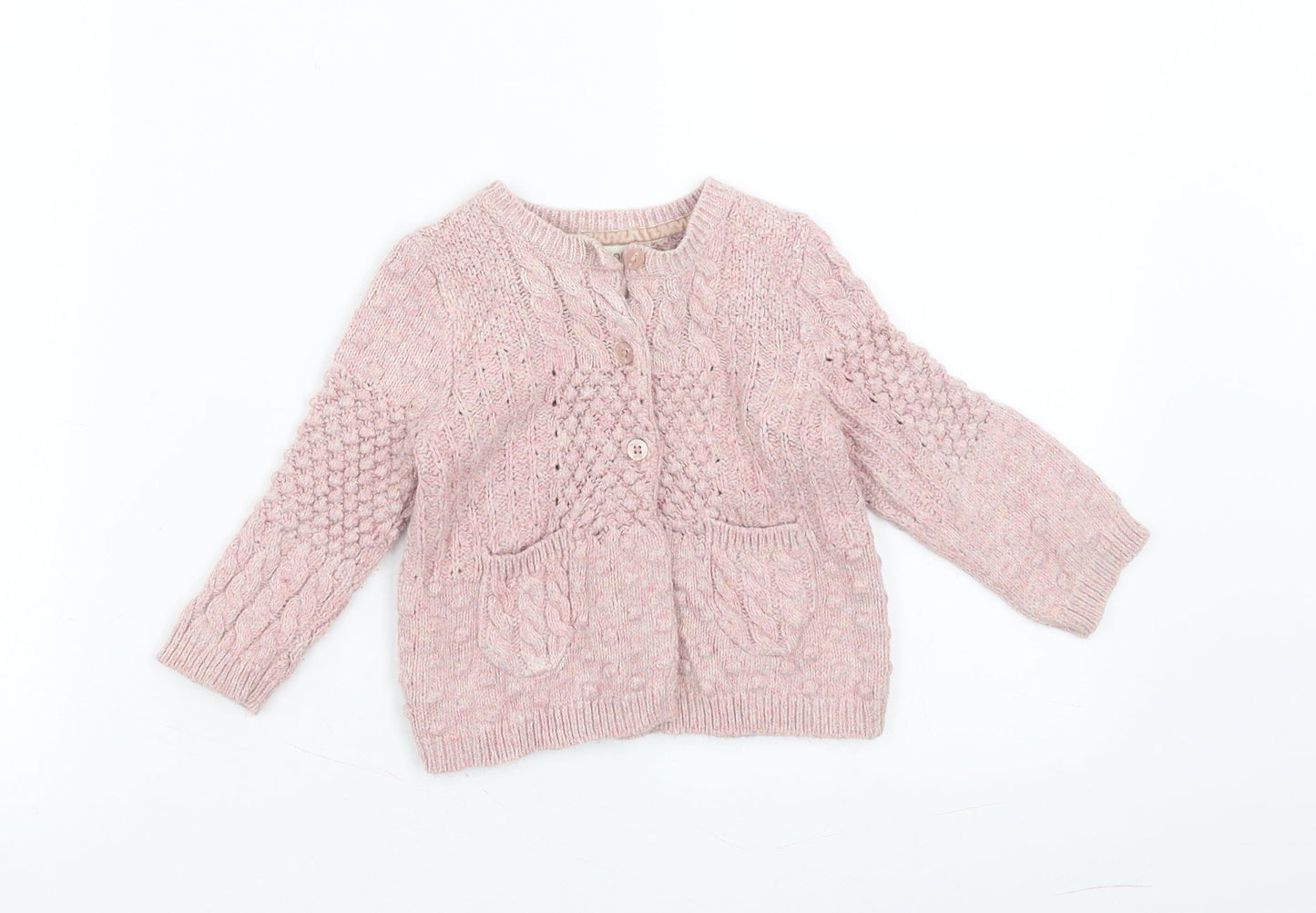 Monsoon Girls Pink  Knit Cardigan Jumper Size 6-9 Months