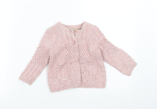 Monsoon Girls Pink  Knit Cardigan Jumper Size 6-9 Months