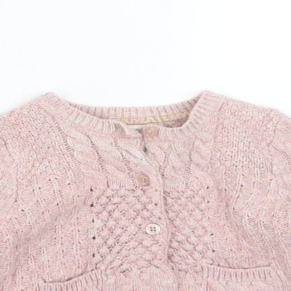 Monsoon Girls Pink  Knit Cardigan Jumper Size 6-9 Months