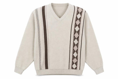 Hunter Mens Beige Argyle/Diamond  Pullover Jumper Size M