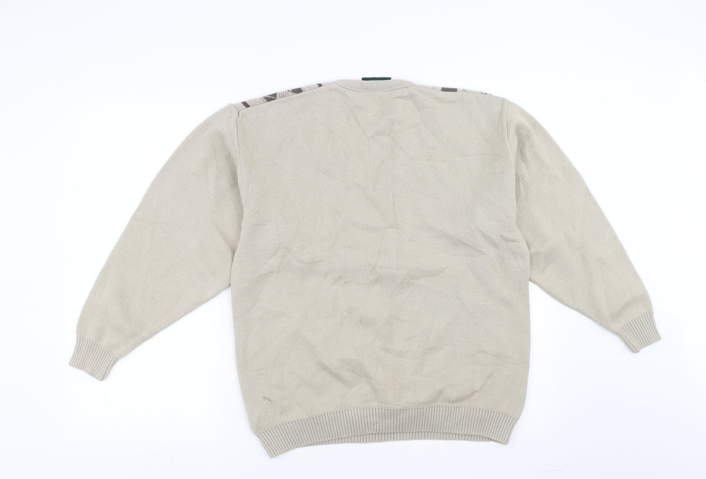 Hunter Mens Beige Argyle/Diamond  Pullover Jumper Size M