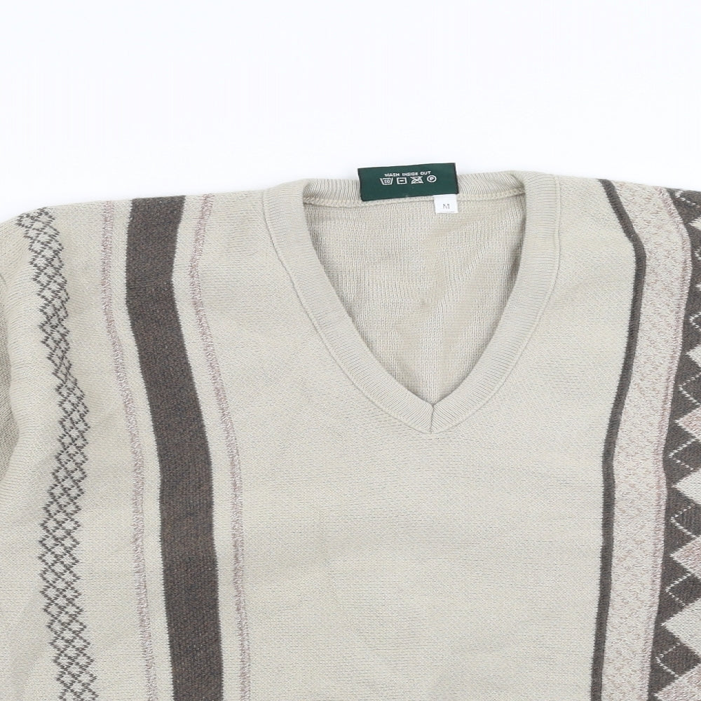 Hunter Mens Beige Argyle/Diamond  Pullover Jumper Size M