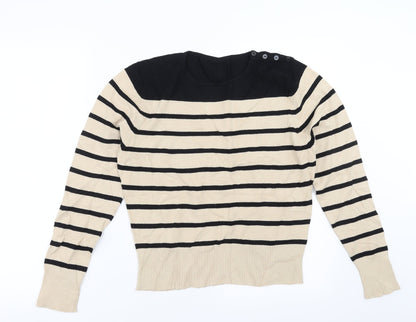 Marks & Spencer Womens Beige Striped  Pullover Jumper Size 14