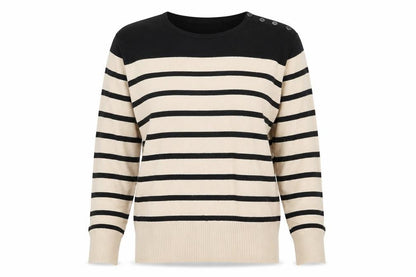 Marks & Spencer Womens Beige Striped  Pullover Jumper Size 14