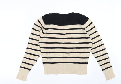 Marks & Spencer Womens Beige Striped  Pullover Jumper Size 14