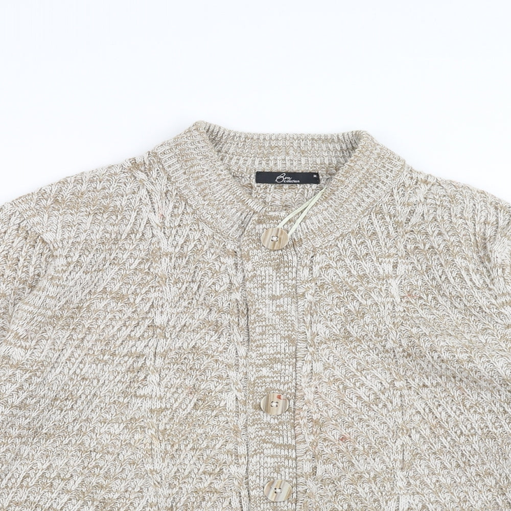 BM Collection Womens Beige   Cardigan Jumper Size M