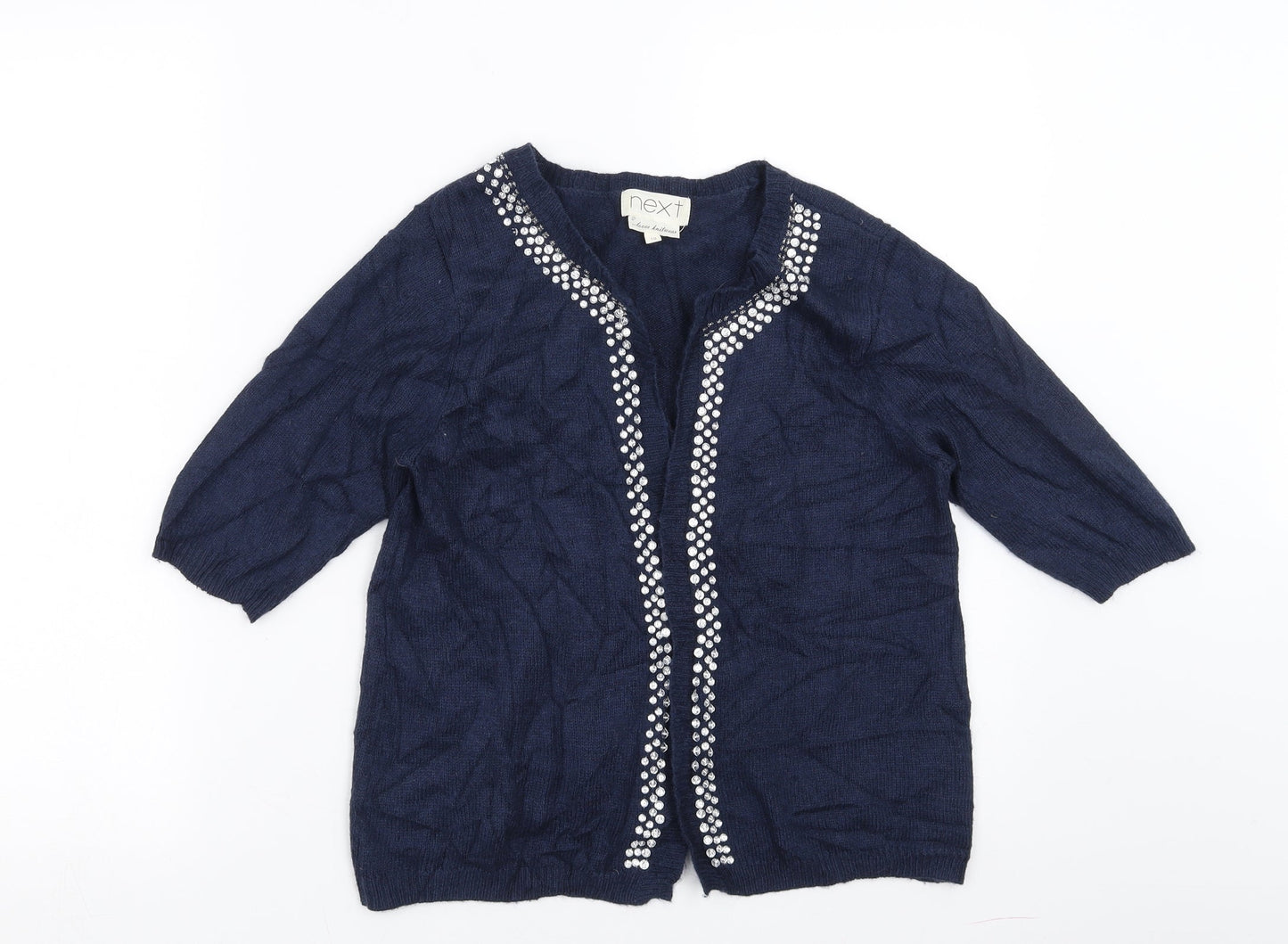NEXT Womens Blue  Knit Cardigan Jumper Size 10  - beaded