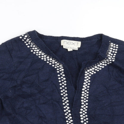 NEXT Womens Blue  Knit Cardigan Jumper Size 10  - beaded