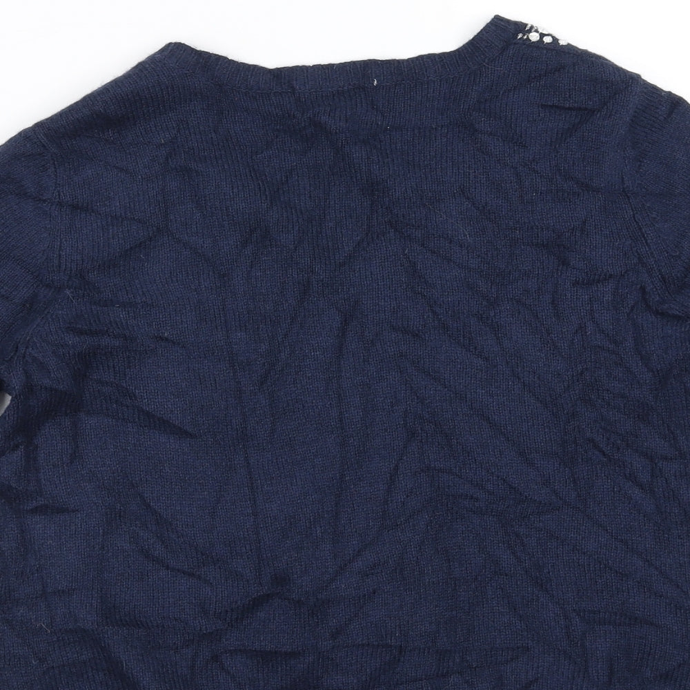 NEXT Womens Blue  Knit Cardigan Jumper Size 10  - beaded
