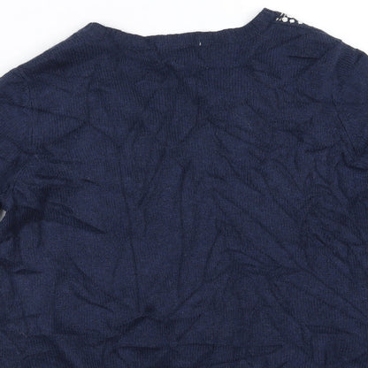 NEXT Womens Blue  Knit Cardigan Jumper Size 10  - beaded