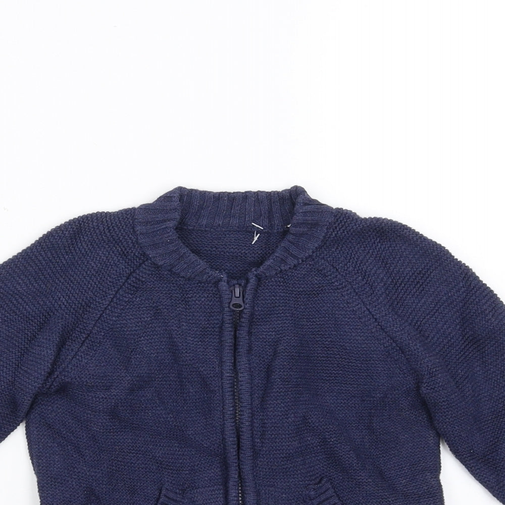 Mini Club Boys Blue  Knit Full Zip Jumper Size 18-24 Months