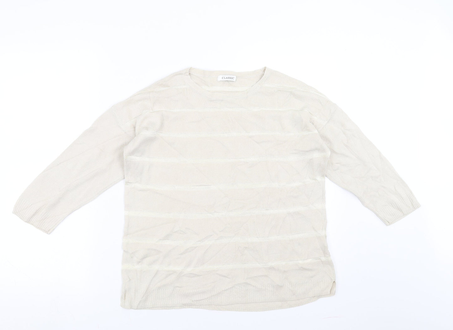 Marks and Spencer Womens Beige Striped  Pullover Jumper Size 12