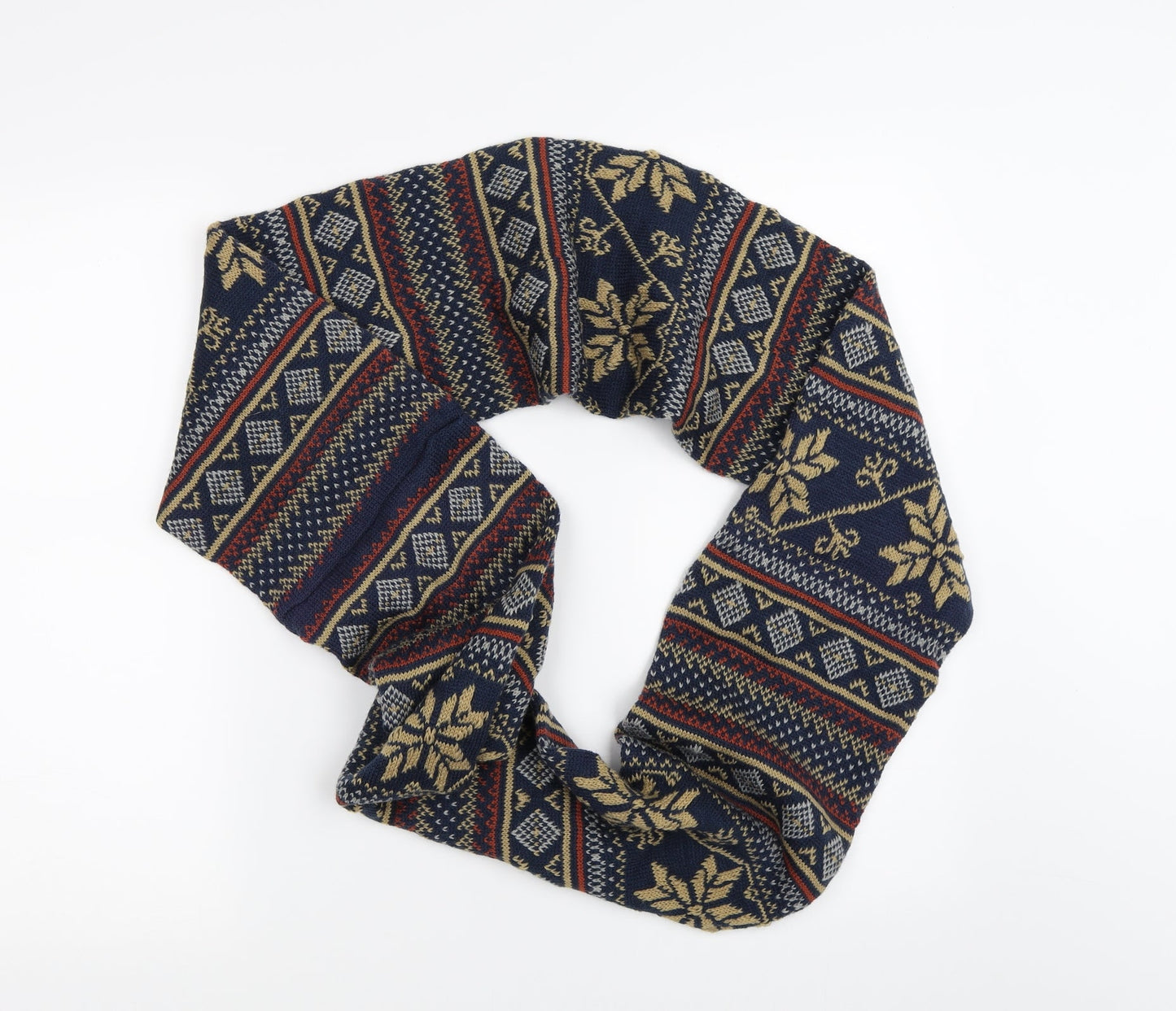 Preworn Unisex Blue Geometric  Scarf  One Size