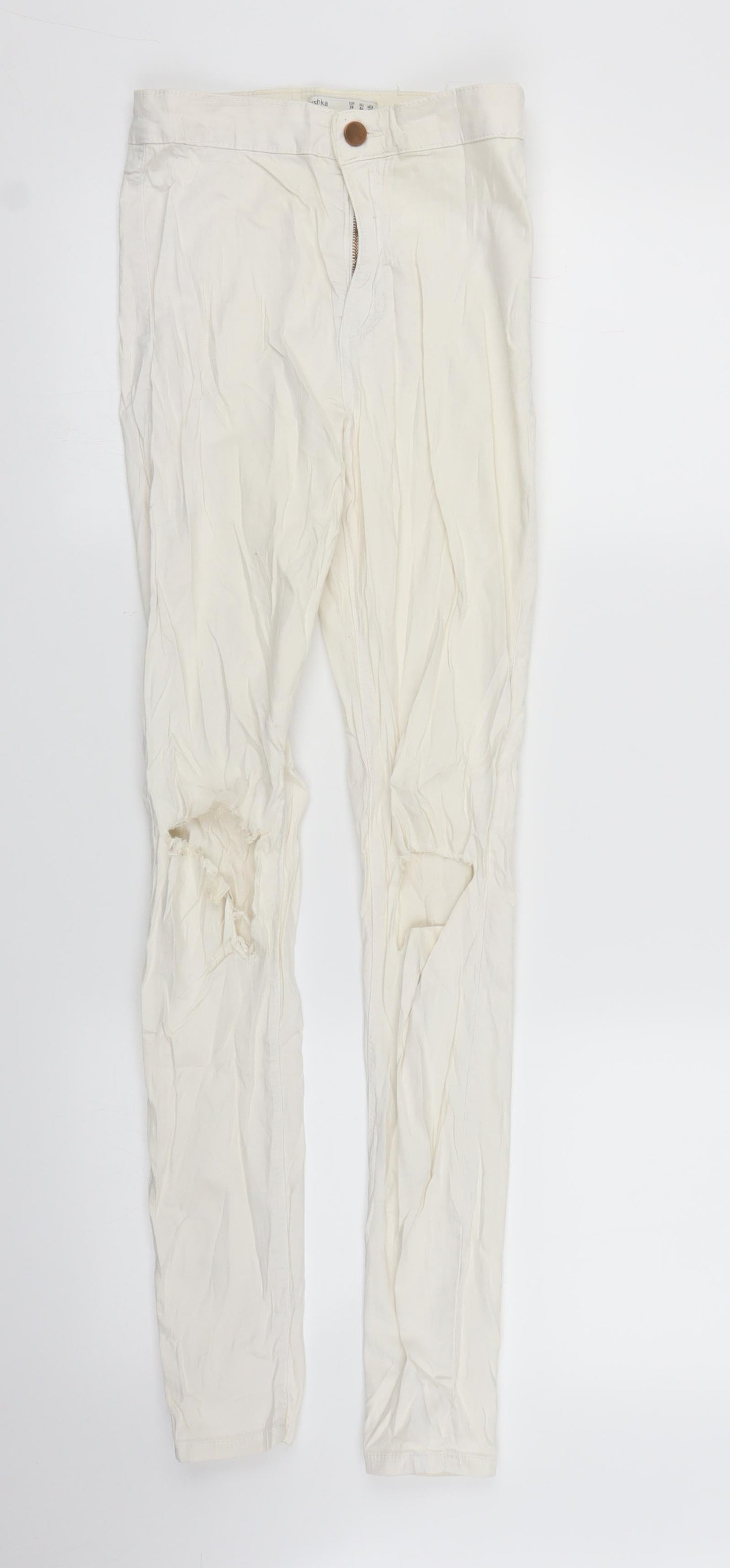 Bershka Womens White  Denim Skinny Jeans Size 8 L28 in