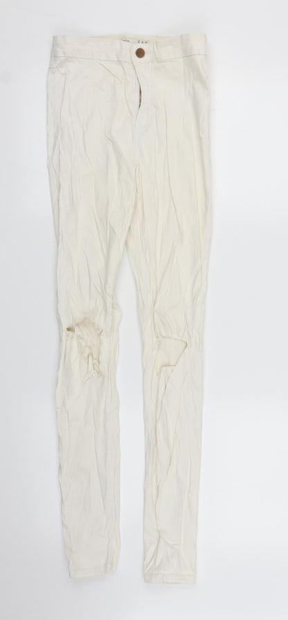Bershka Womens White  Denim Skinny Jeans Size 8 L28 in