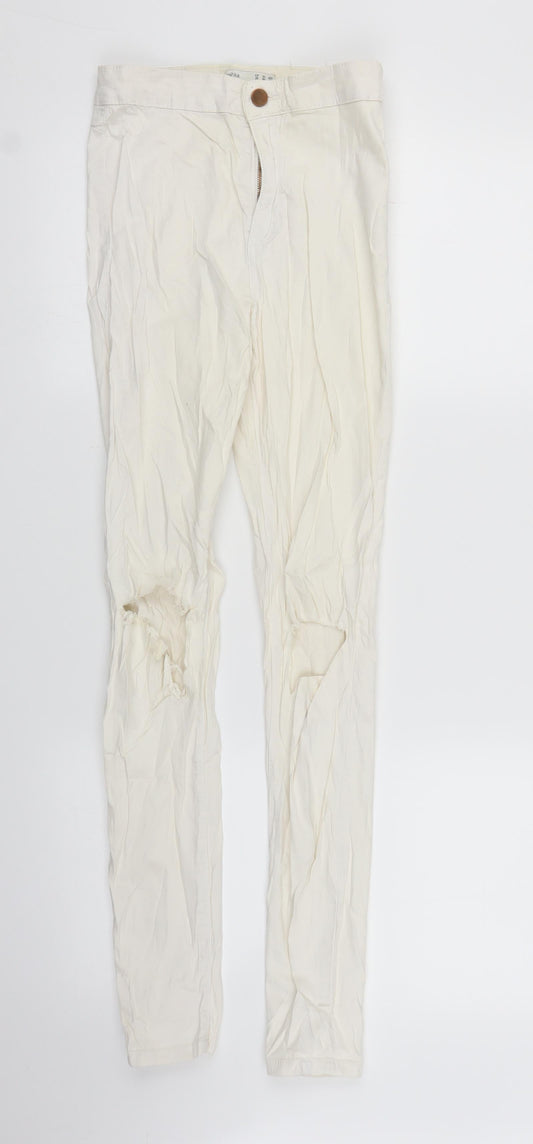 Bershka Womens White  Denim Skinny Jeans Size 8 L28 in