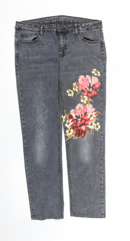 Womens UK Size M Preworn Regular Fit Straight Grey Jeans