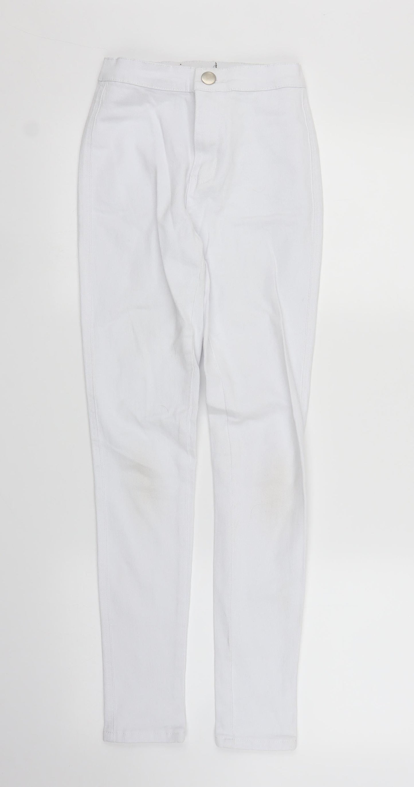 Womens UK Size XS Preworn Regular Fit Skinny White Jeans