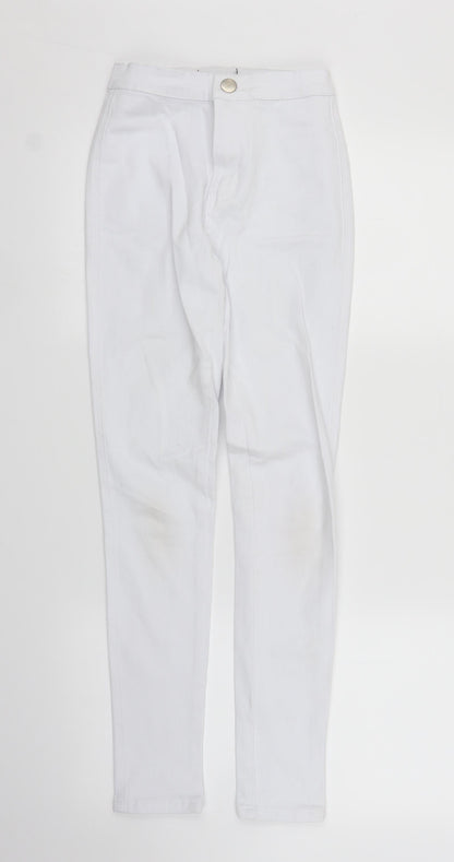 Womens UK Size XS Preworn Regular Fit Skinny White Jeans