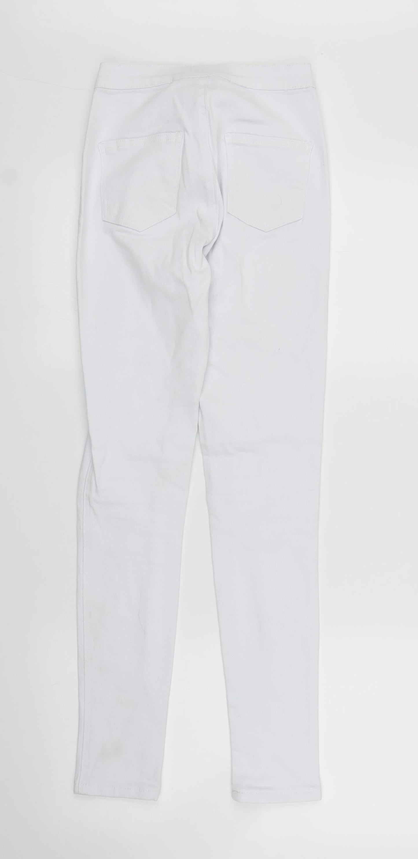 Womens UK Size XS Preworn Regular Fit Skinny White Jeans