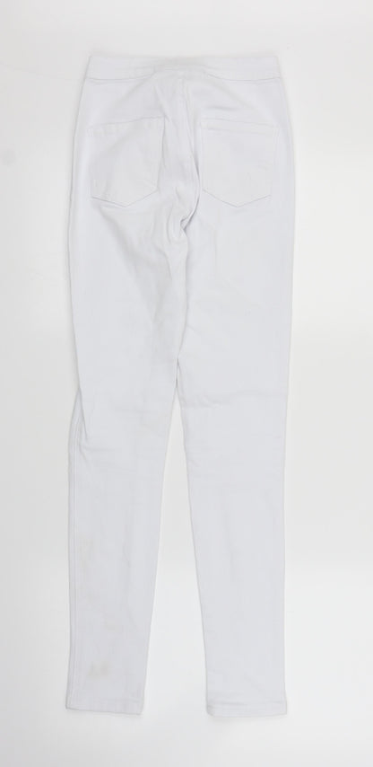 Womens UK Size XS Preworn Regular Fit Skinny White Jeans