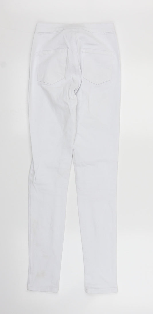 Womens UK Size XS Preworn Regular Fit Skinny White Jeans