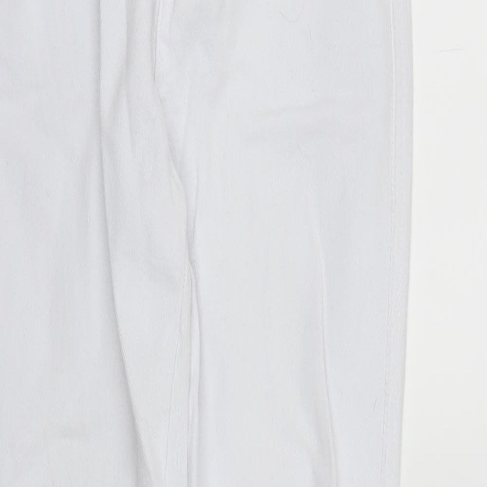 Womens UK Size XS Preworn Regular Fit Skinny White Jeans