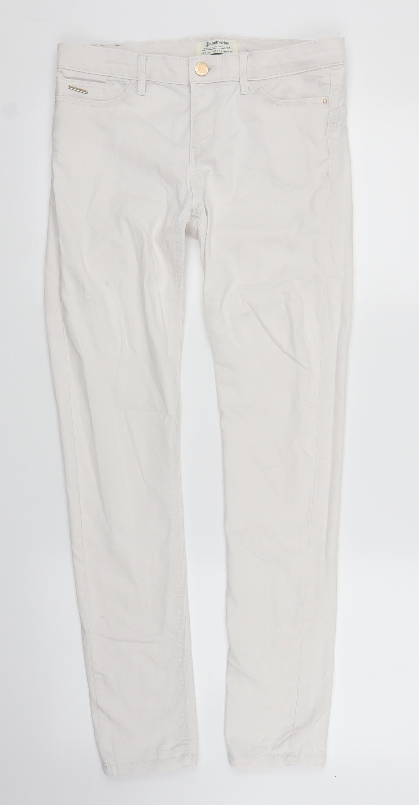 Womens UK Size 10 Stradavarius Regular Fit Skinny White Jeans