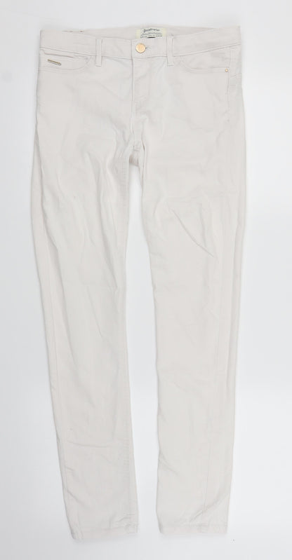 Womens UK Size 10 Stradavarius Regular Fit Skinny White Jeans