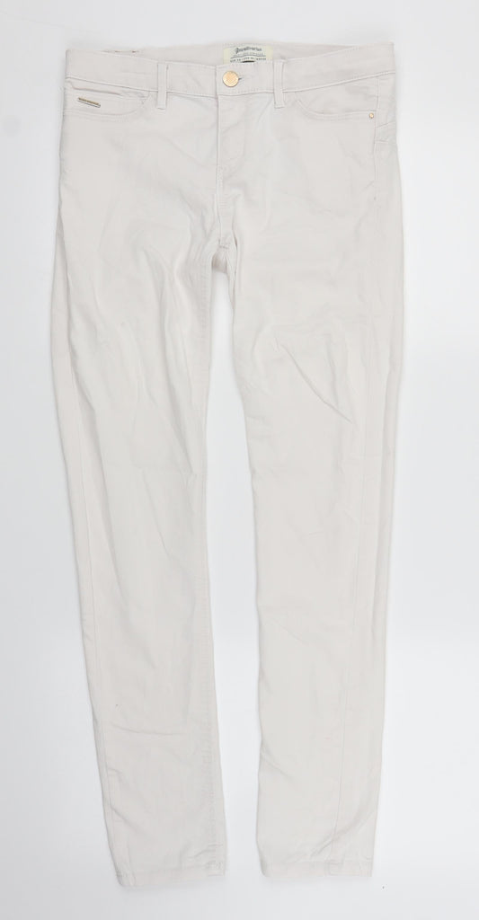 Womens UK Size 10 Stradavarius Regular Fit Skinny White Jeans