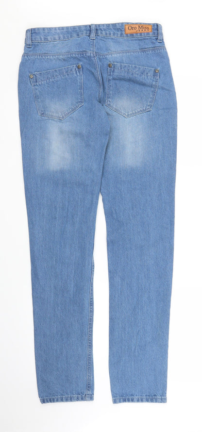 Oro Miss Womens Blue  Denim Straight Jeans Size 8 L32 in