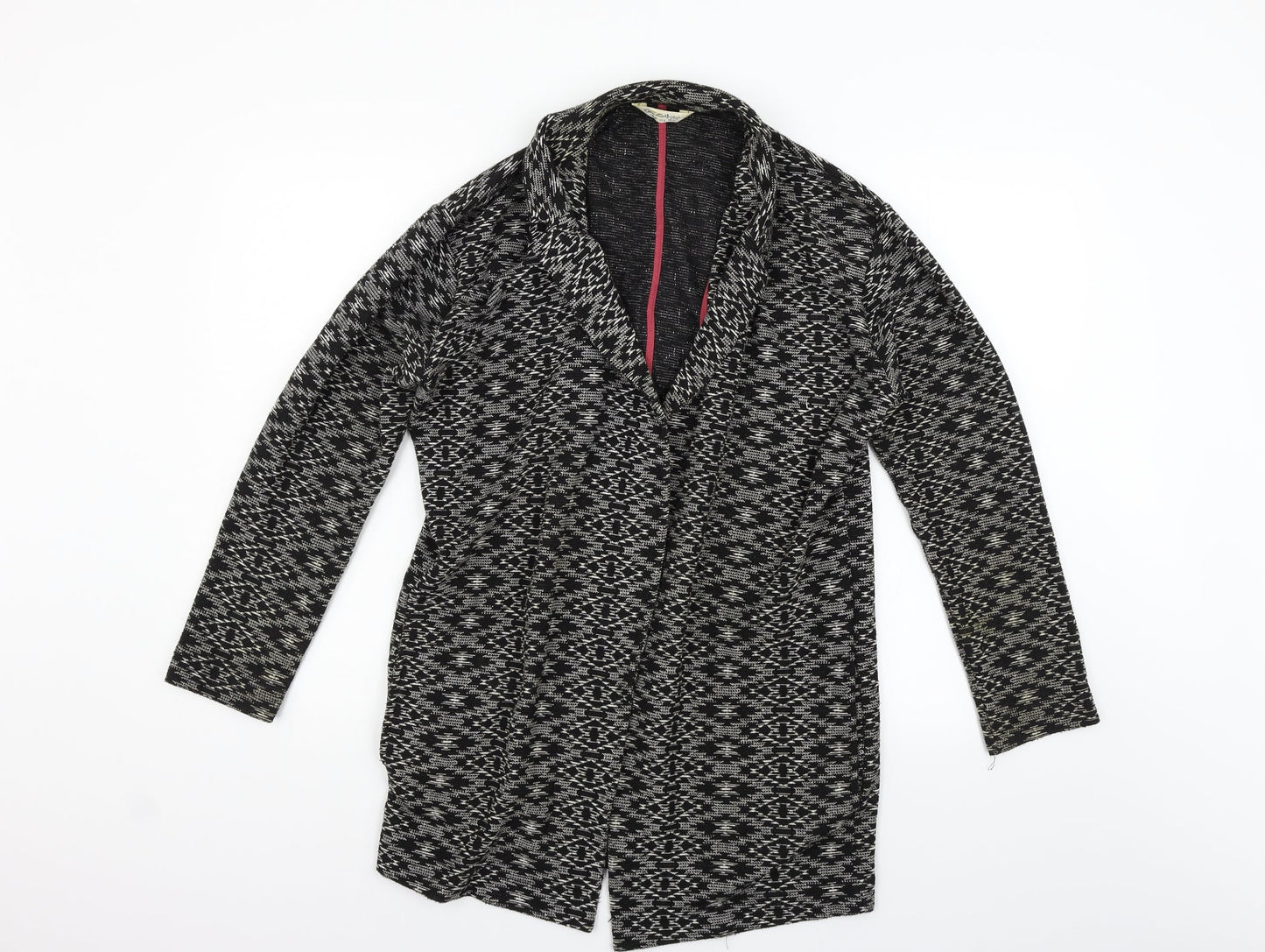 Miss Selfridge Womens Black Geometric  Cardigan Jumper Size 10