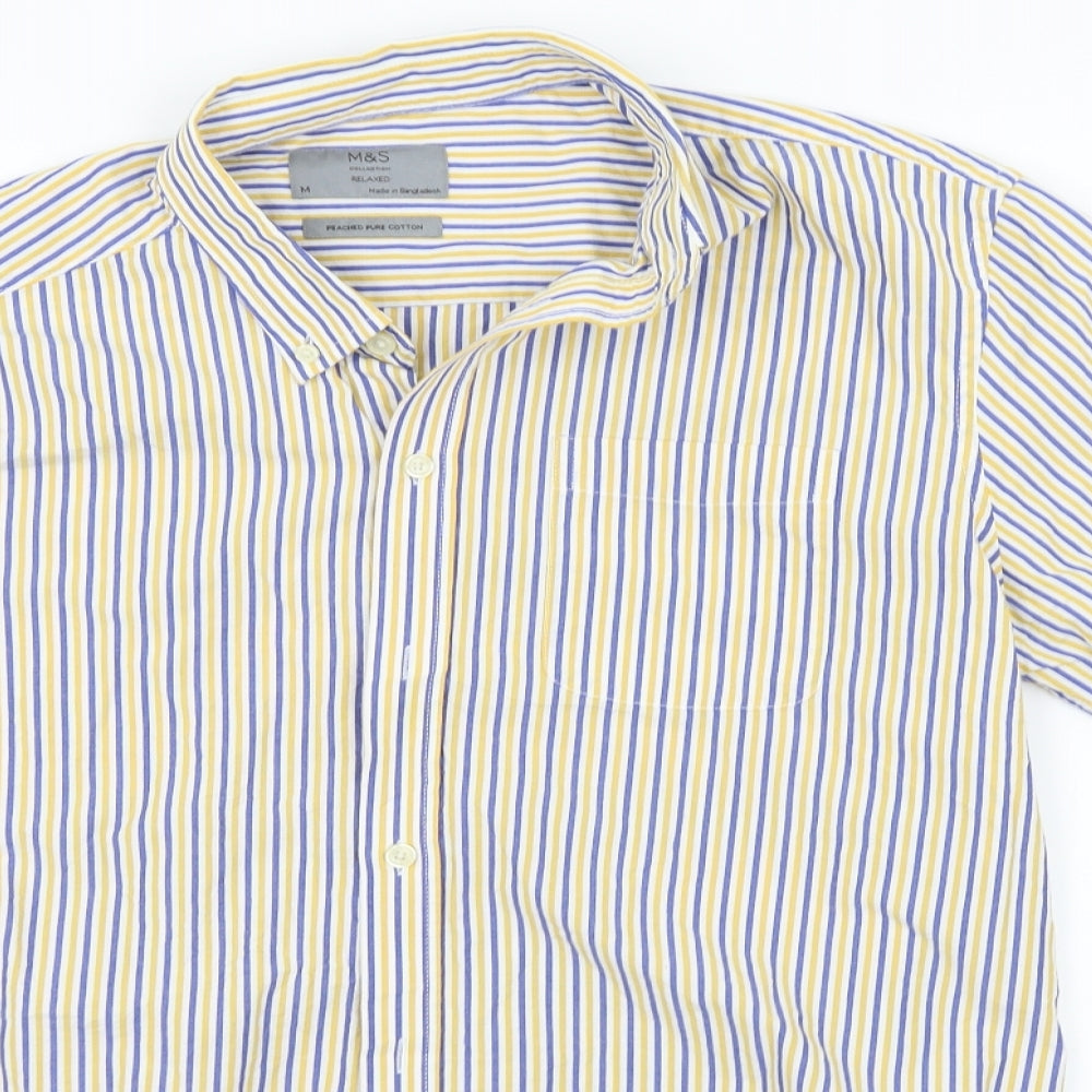 Womens UK Size M Marks and Spencer White Basic Button-Up